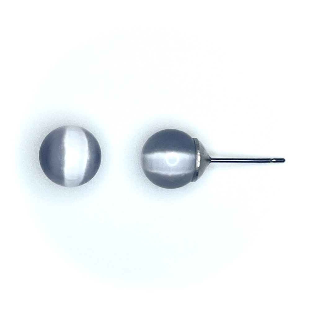 .800 Silver, Authentic Cat’s Eye Moonstone Studs